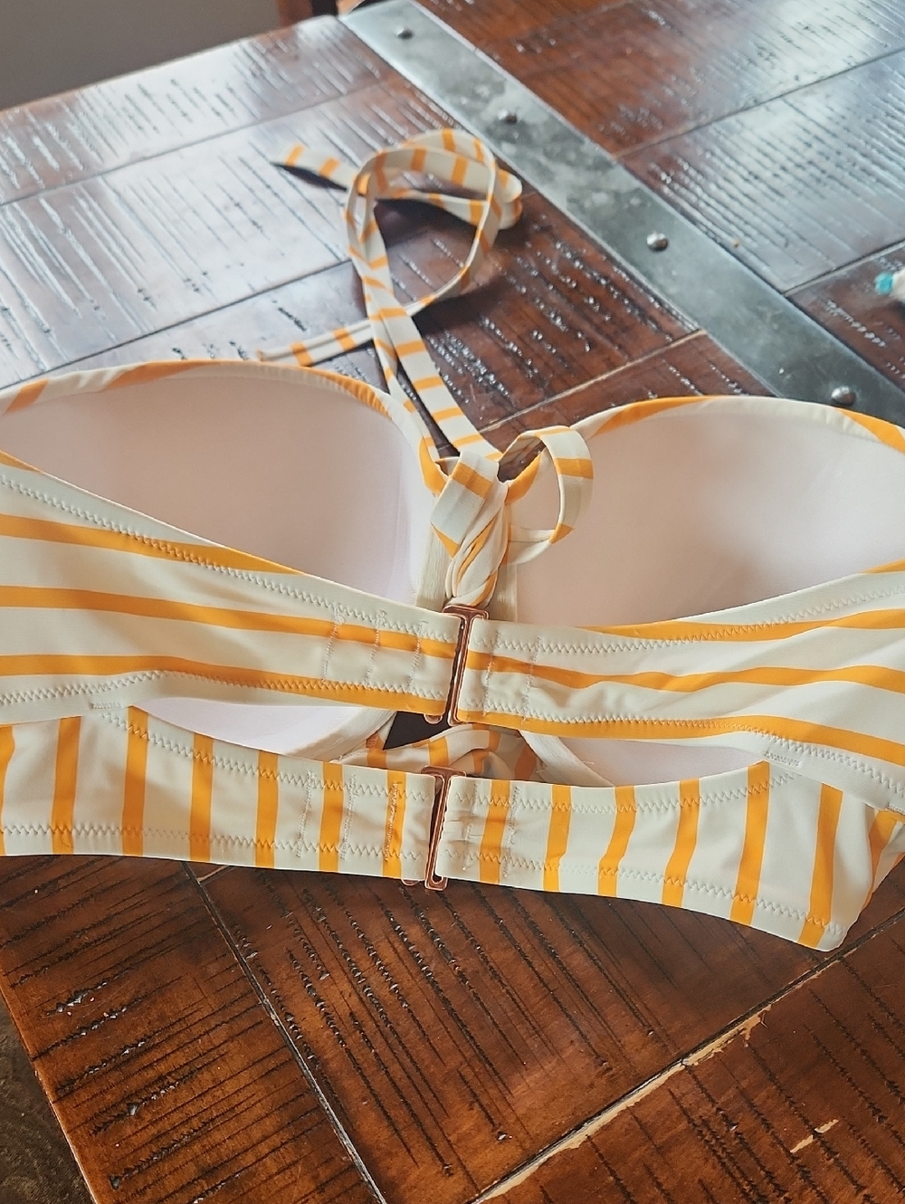 Shade & Shore Yellow Striped Bandeau Bikini Top with Printed Cover-Up Set - Picture 3 of 5